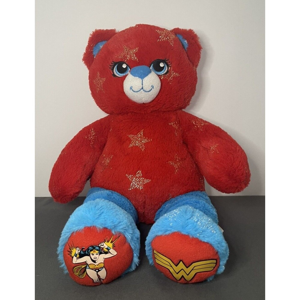 Build A Bear Wonder Woman Plush Bear DC Comics Red White & Blue Stars 17” BAB